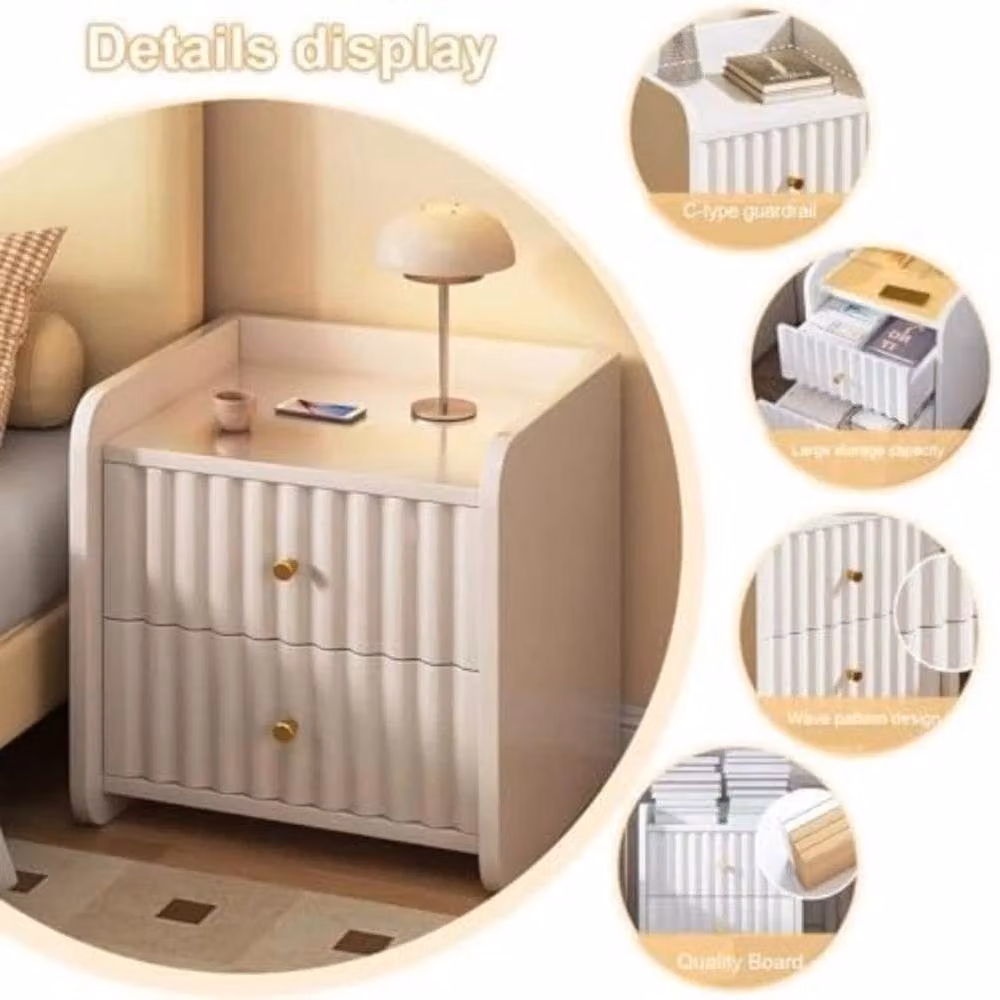FORGEVIO 2 Drawer Wooden Bedroom Bedside Cabinet in White – 3