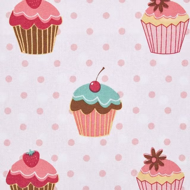 Homescapes Multicolour Pink Adult Pure Cotton Cupcake Fabric