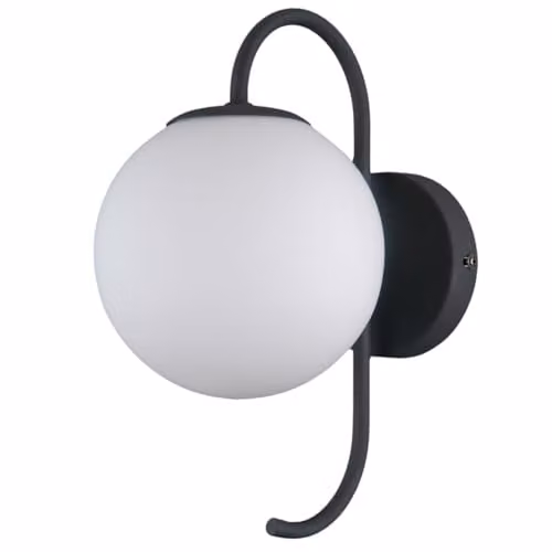Netlighting Industrial and Retro Wall Lamp in Black with White Glass Shade and G9 Bulb