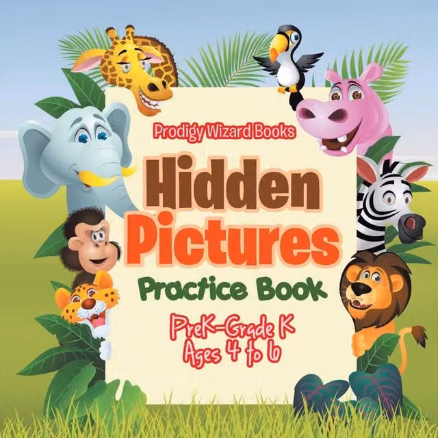 Prodigy Wizard Hidden Pictures Practice Book for PreK to Grade K, Ages 4 to 6, Multicolour Paperback