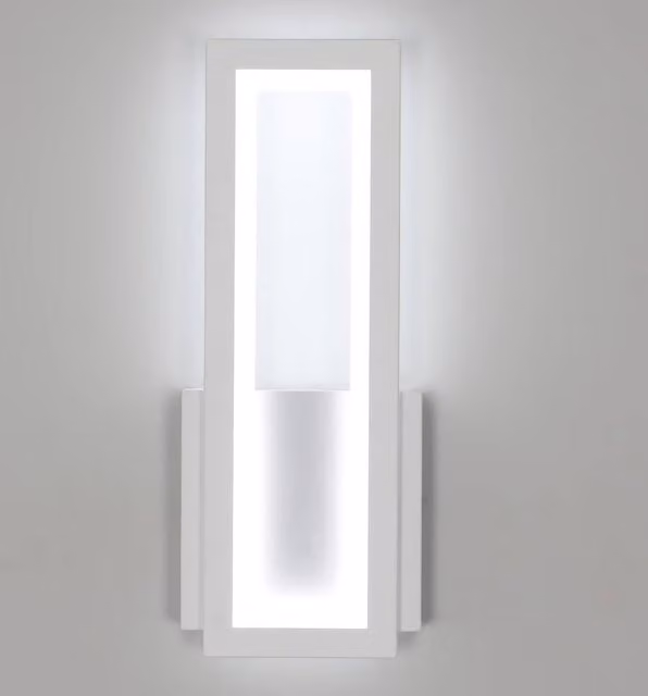 COMELY Modern Rectangular LED Indoor Wall Light in White with Acrylic and Metal Finish