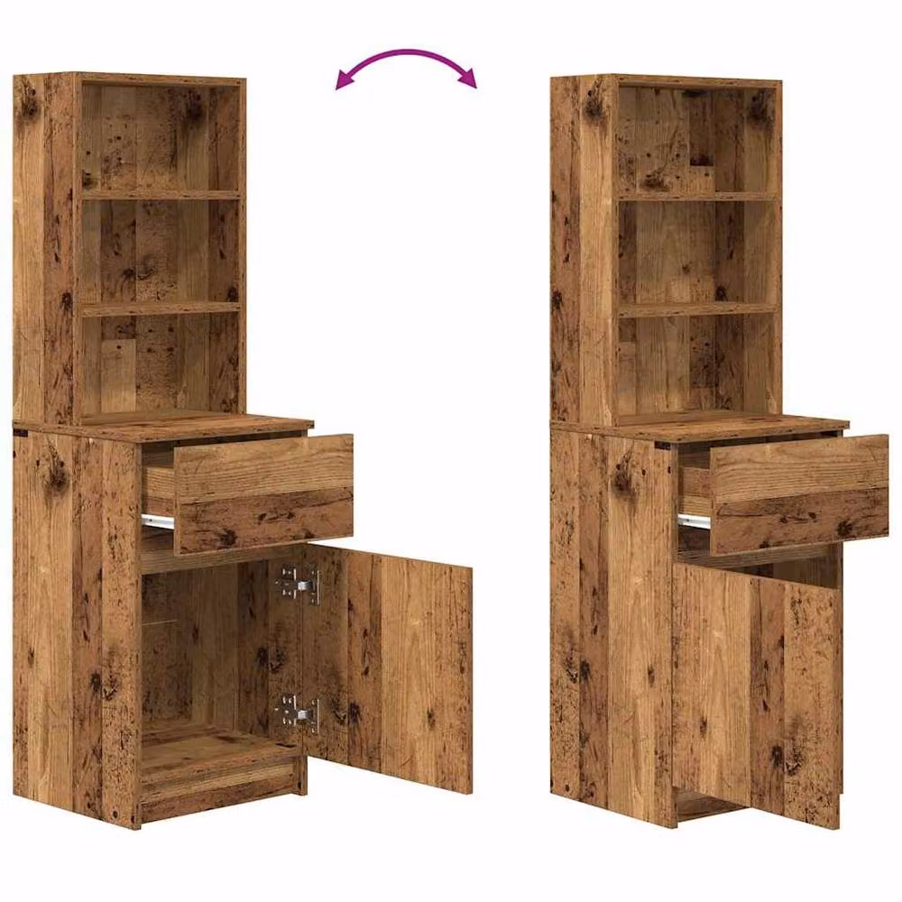 Berkfield Home Bedside Cabinet in Old Wood, W/D/H: 39 x 35 x 125 cm – 4