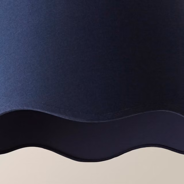 ValueLights Mabel Large Scallop Edge Linen Lamp Shade in Blue, Diameter: 30 cm