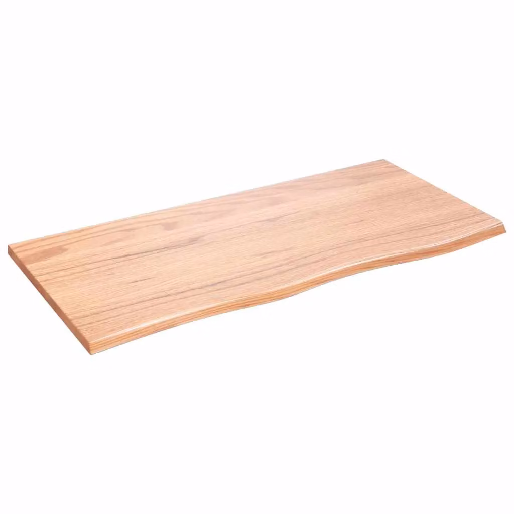 Berkfield Home Brown Treated Solid Wood Bathroom Countertop, W: 100 cm, D: 50 cm, H: 2 cm – 2