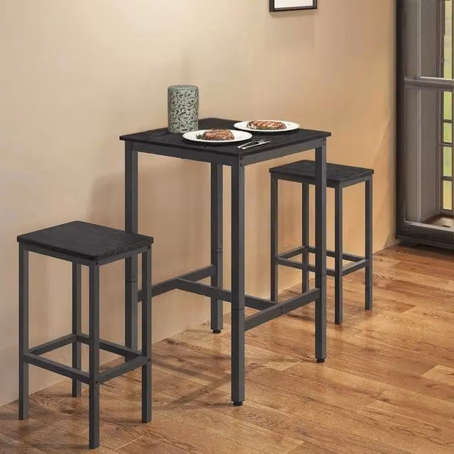 VASAGLE Industrial Square Bar Table in Black