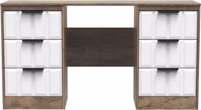 Ready Assembled 2 U Seattle 6 Drawer Kneehole Desk in Dark Brown