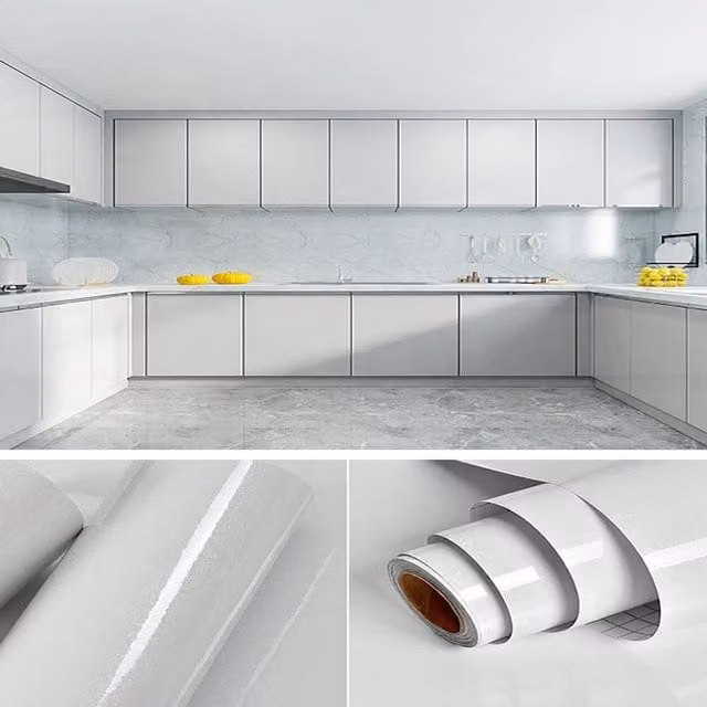 FLAVORA Glitter White Kitchen Cupboard Door Cover Vinyl Wrap W: 100 cm x H: 60 cm – 1