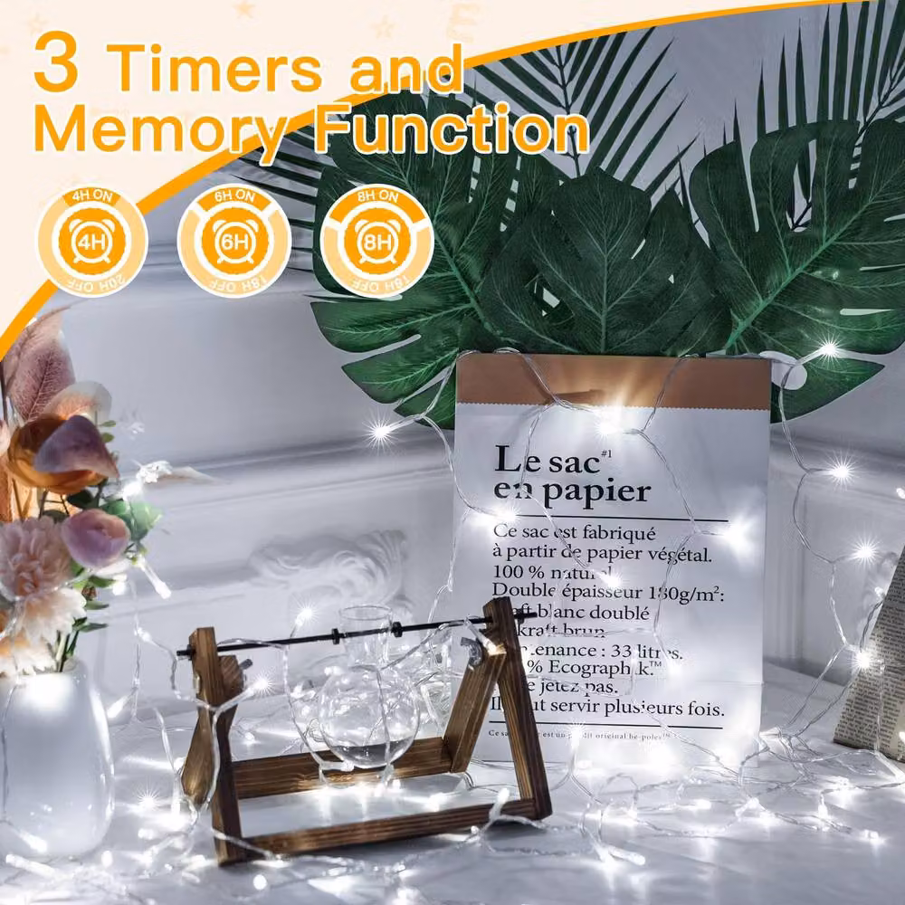 Ollny Cool White LED String Fairy Lights, 600 LED, 60m, IP44 Waterproof with Timer and 8 Modes – 3