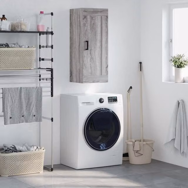 Berkfield Home Wall Mounted Cabinet in Grey Sonoma, W/D/H: 34.5 x 34 x 90 cm – 1