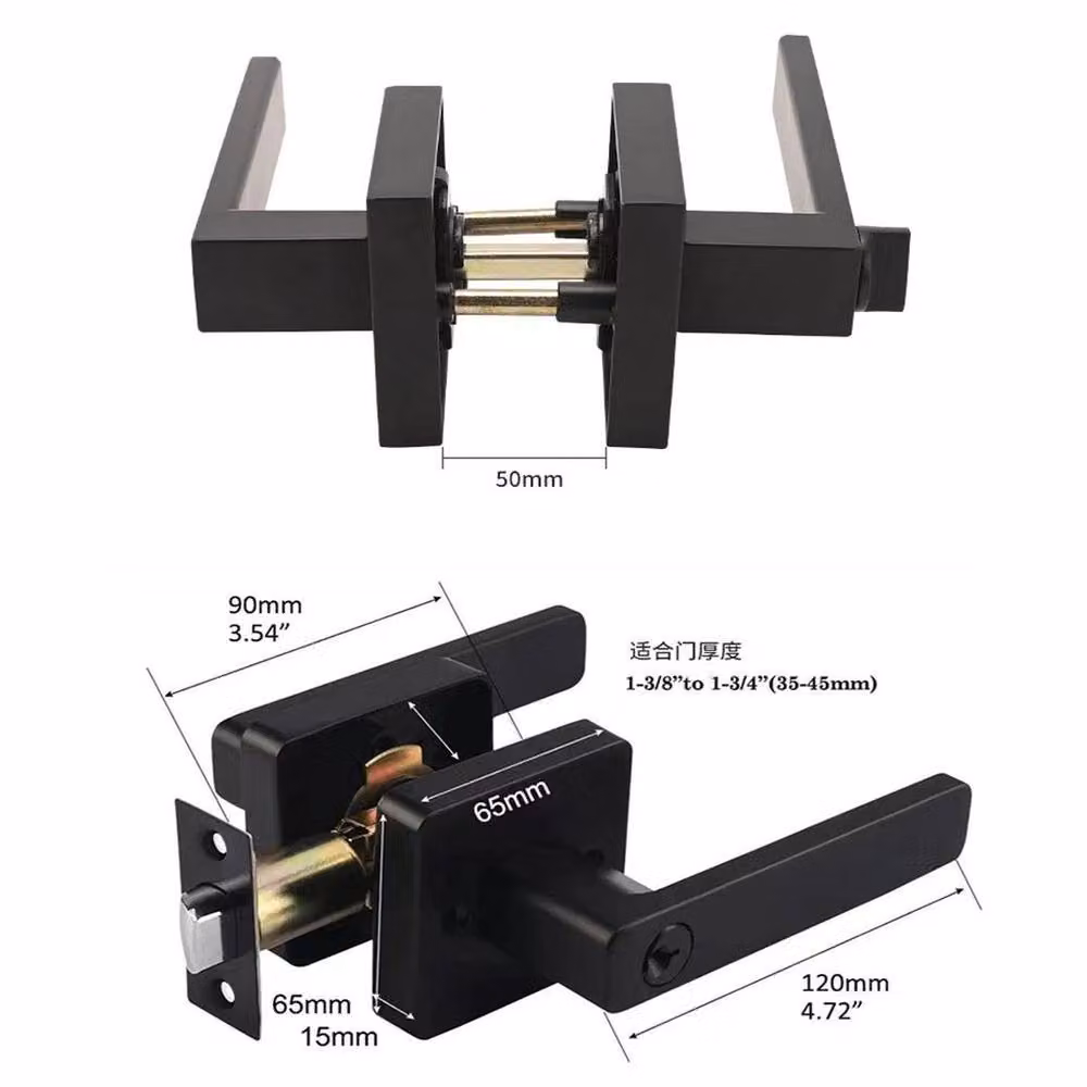 SPETLEK Matt Black Aluminium Alloy Internal Door Handle Set with Long Backplate for Bathroom and Bedroom – 2