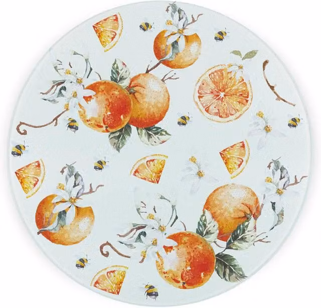 Purely Home Tangerines Textured Glass Round Trivet in Orange