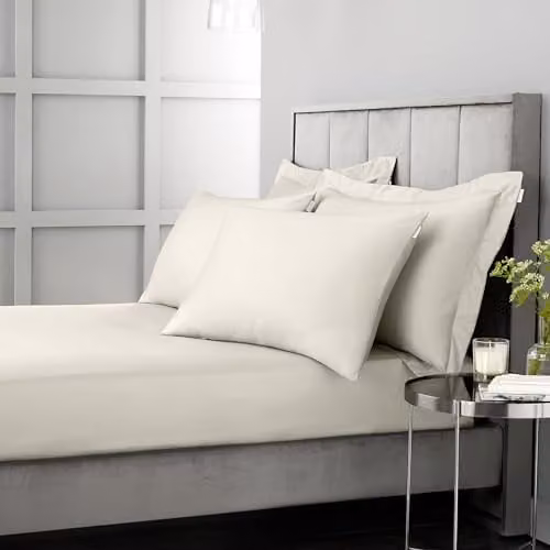 Bianca 400 Thread Count Cotton Sateen Standard Pillowcase Pair in Beige, W/D/H: 50 x 75 cm – 2