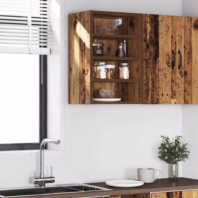 Berkfield Home Hanging Kitchen Cabinet in Old Wood Brown, W/D/H: 40 x 29.5 x 60 cm – 1