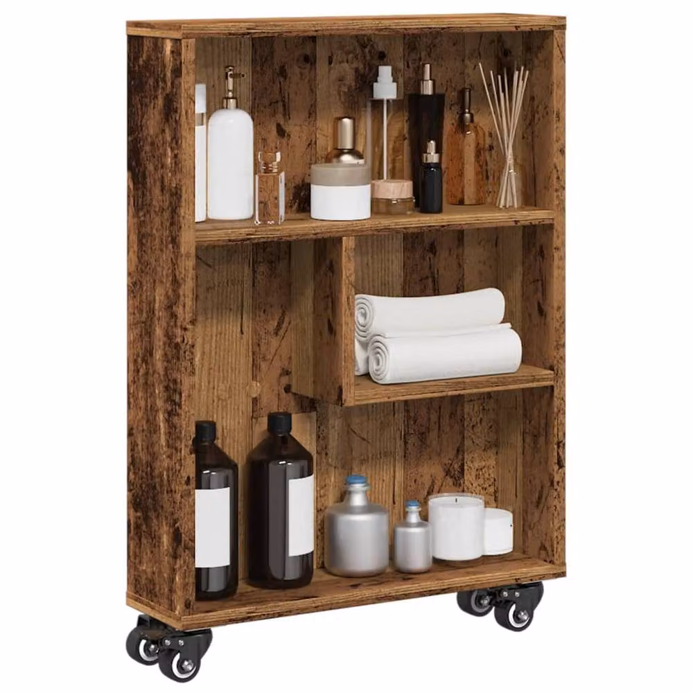 Berkfield Home Narrow Storage Trolley in Old Wood Brown, W: 48 cm, D: 13 cm, H: 68 cm – 2