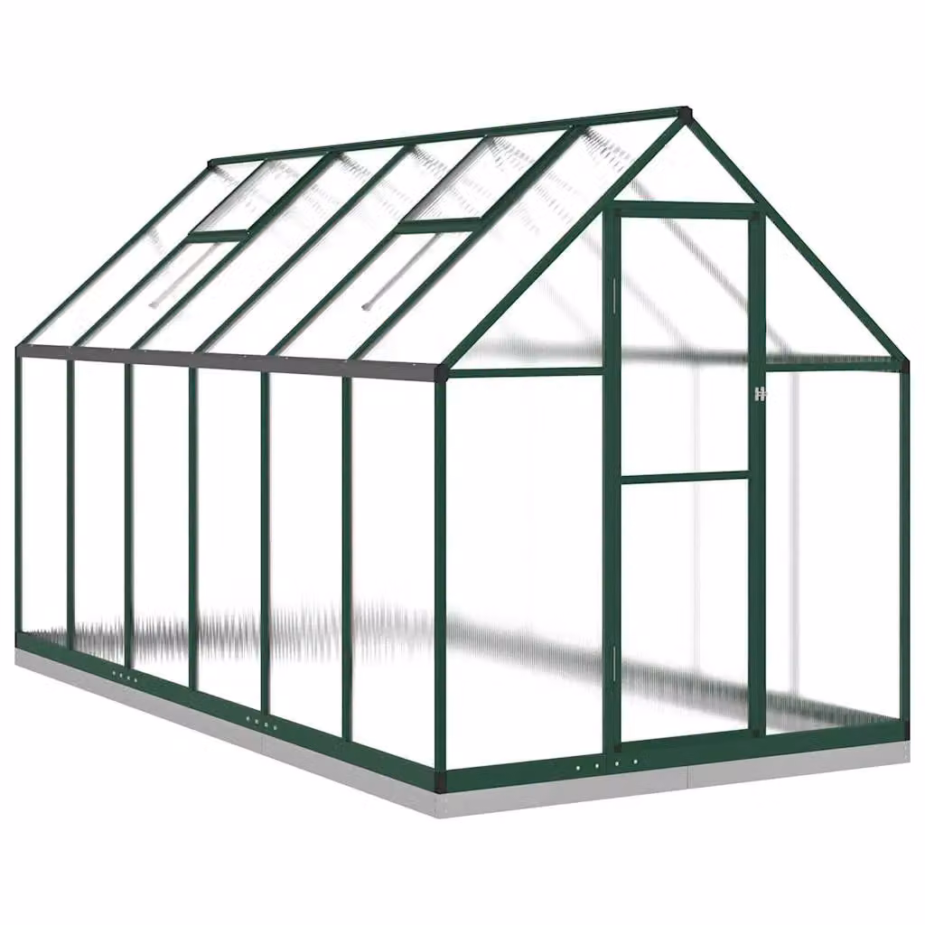 Berkfield Home Greenhouse with Base Frame in Green, Aluminium and Polycarbonate, W/D/H: 334 x 169 x 202 cm – 2