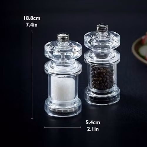 Cole & Mason Transparent Salt and Pepper Grinder Set with Adjustable Coarseness, Height: 11.8 cm – 5