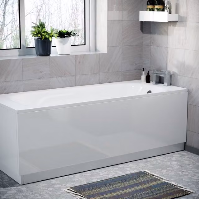 Nes Home White Waterproof Durable PVC Front Bath Panel, 15mm Thick, Width: 180 cm
