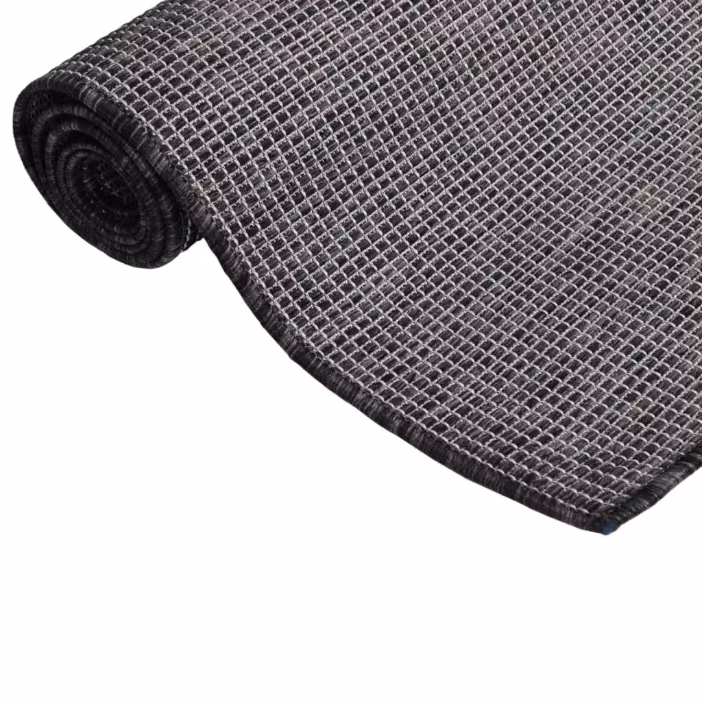Berkfield Home Grey Outdoor Flatweave Round Rug, Diameter: 120 cm – 1