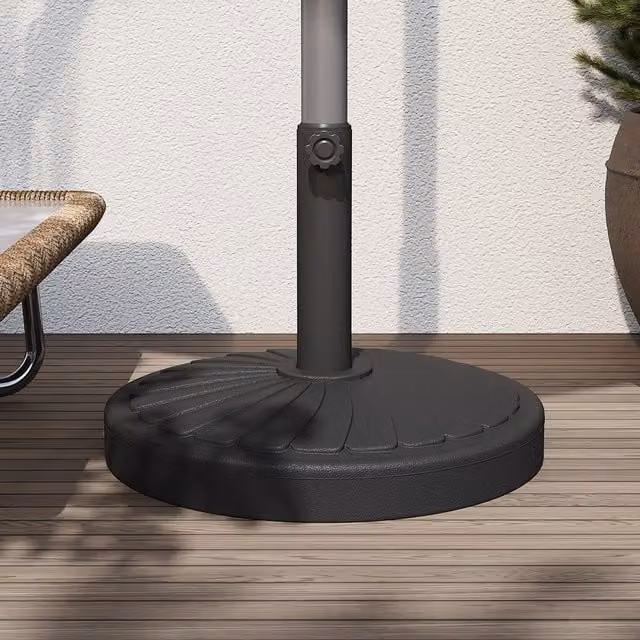 Livingandhome 20kg Heavy Duty Round Parasol Base in Black with Leaf Effect