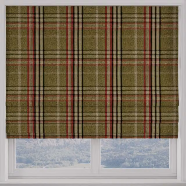 Terrys Green Checked Blackout Made to Measure Roman Blind