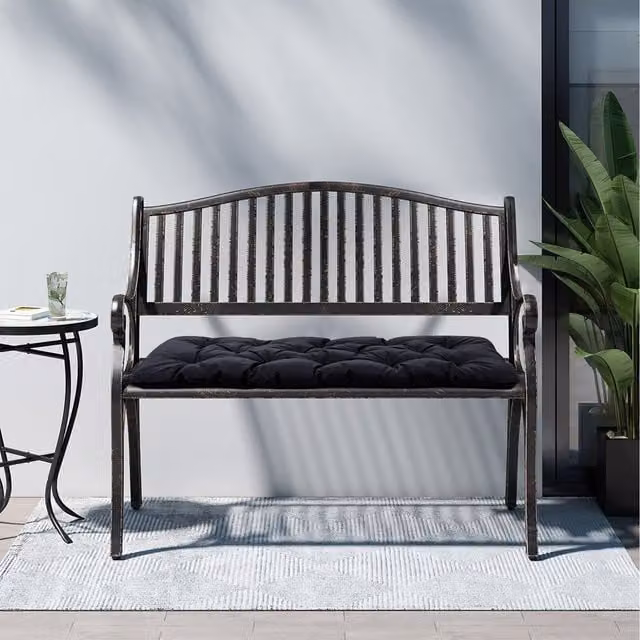 Livingandhome Waterproof Outdoor Bench Cushion in Black, Width: 120 cm