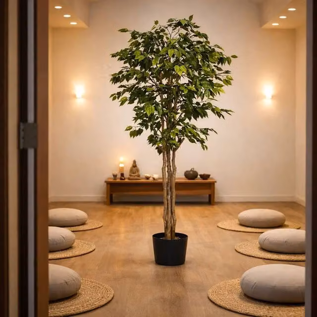 Leaf Deluxe Retusa Ficus Premium Artificial Tree, Green, Height: 180 cm