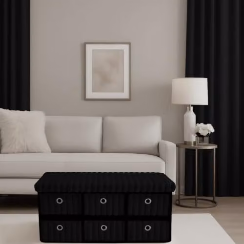 GAVENO CAVAILIA Black Upholstered 2 Seater Storage Bench Ottoman – 8