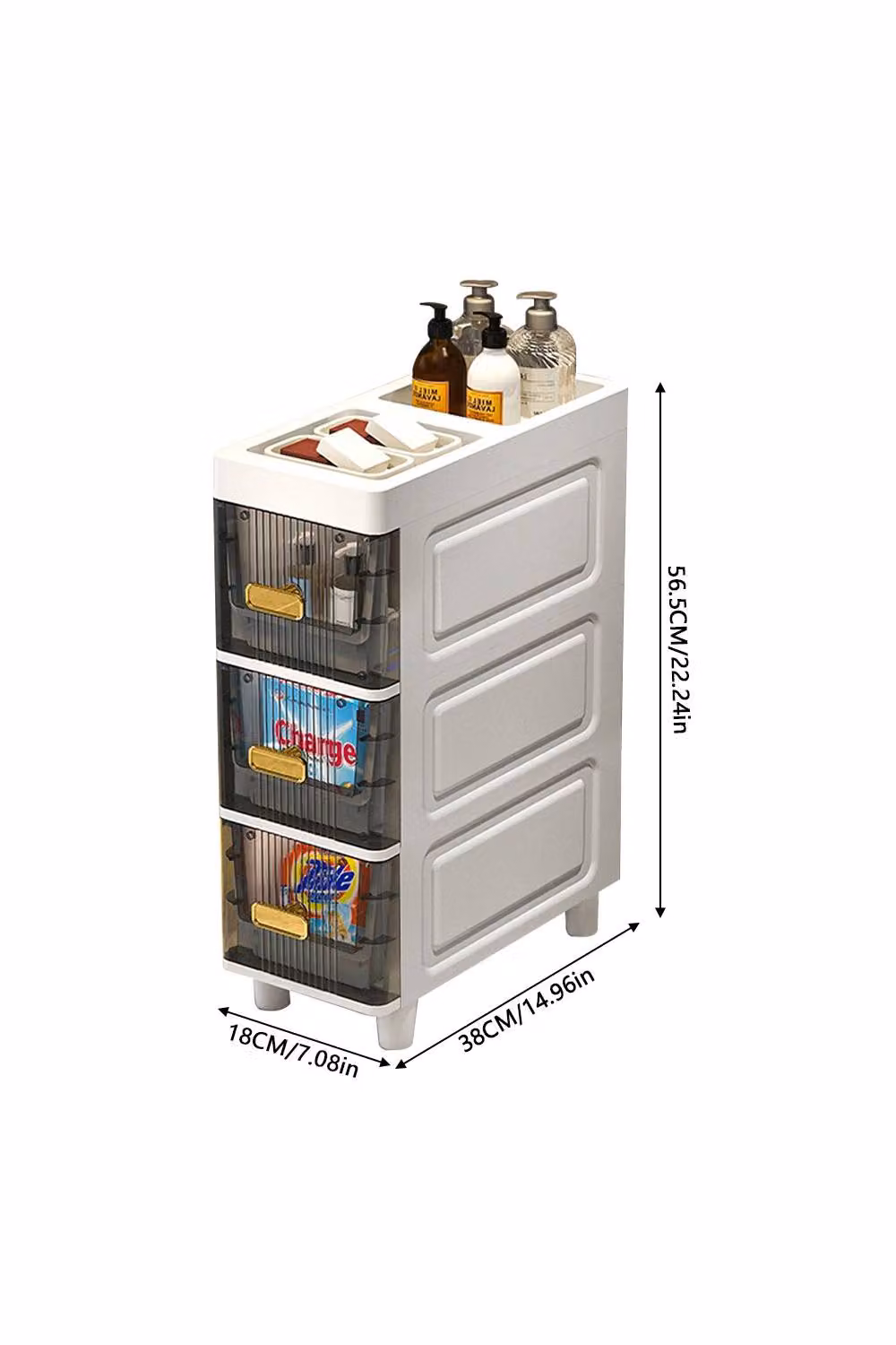 Living and Home 4 Tier Freestanding Plastic Storage Cabinet with Drawers in Grey – 2