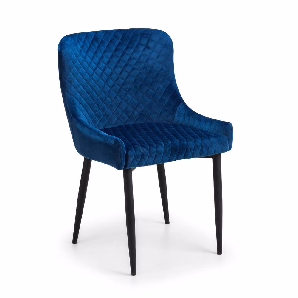 Cheshire Cromwell Set of 2 Modern Blue Velvet Dining Chairs – 2