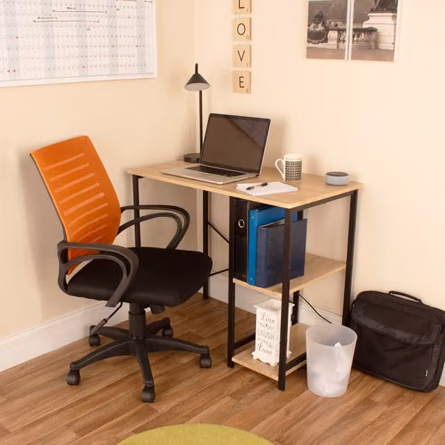 Core Products Ltd Modern Home Office Desk, Chair and Shelf Set in Black and Orange