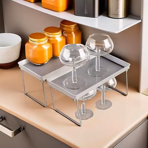 Orsina Set of 2 Adjustable Kitchen Shelf Inserts in Grey or White – 3
