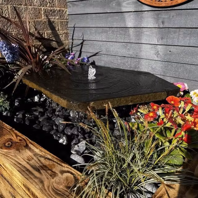 Tranquility Basalt Babbling Plinth 50cm Solar Water Feature in Grey Natural Stone
