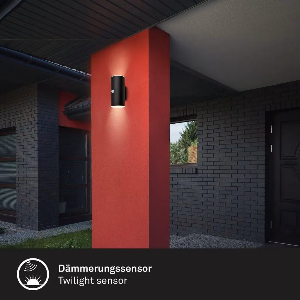 Briloner Rechargeable LED Outdoor Wall Lamp with Motion and Dusk Sensor, Black, H x W x D: 15.5 x 7.0 x 8.5 cm – 4