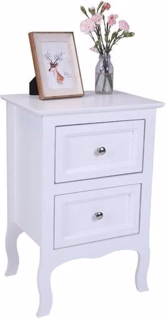 FORGEVIO 2 Drawer Bedside Table Cabinet Storage Chest in White Matt