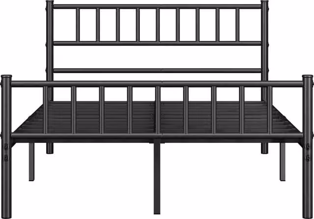 Yaheetech Black Metal Industrial Bed Frame with Storage Space, W/D/H: 120 x 200 cm