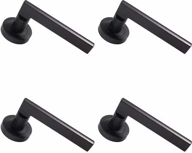 Loops 4 Pair Straight Plinth Mounted Handles with Round Rose in Matt Black with Concealed Fixings