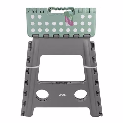 JVL Large Folding Step Stool in Grey and Green, W/D/H: 40 x 39 x 32 cm – 1
