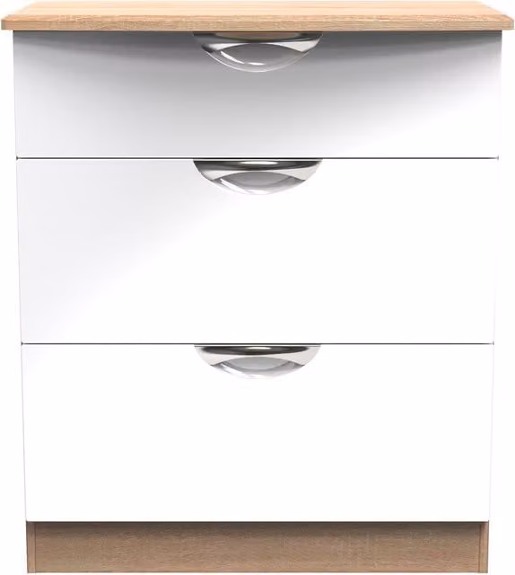 2 U Holborn Ready Assembled 3 Drawer Deep Chest in White Glossy Finish