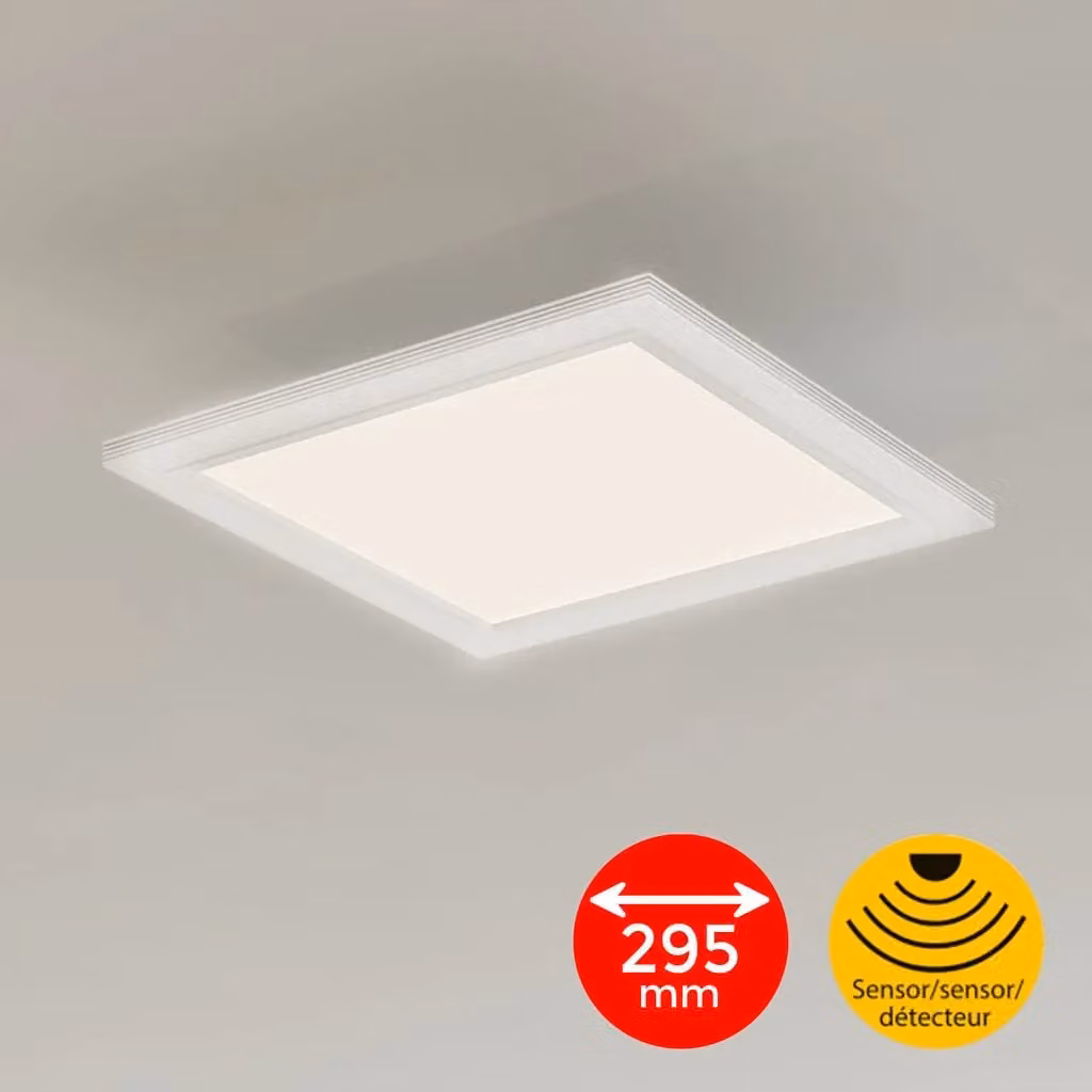 Briloner 12W Ultraslim White Recessed LED Panel with Motion and Dusk Sensor – 1