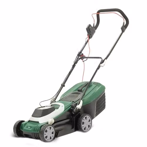 Webb Supreme WEER33RR Electric Rotary Lawnmower with Rear Roller, 33cm Cutting Width, 1200W Motor and 30L Collection Bag, Green – 1