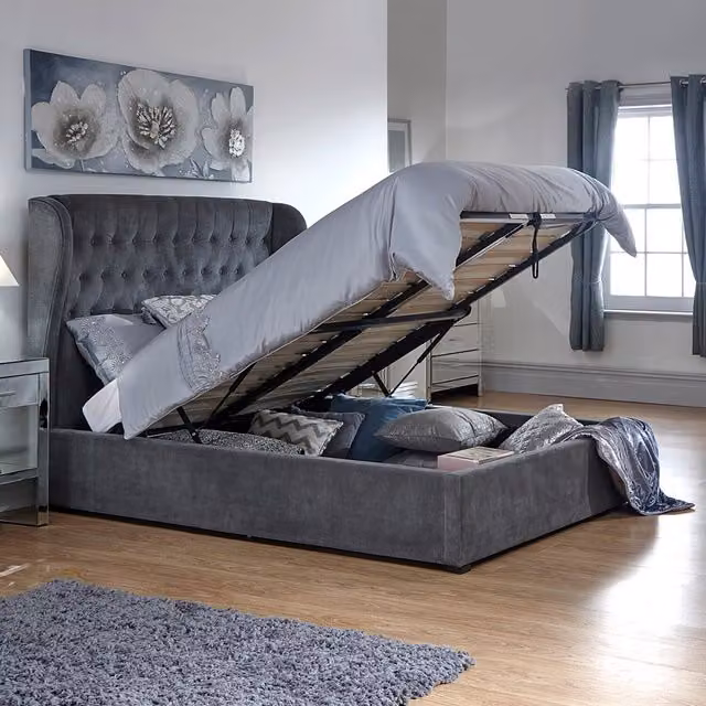 GFW Dakota Upholstered Ottoman Storage Bed Frame in Grey, King Size (180 x 200 cm) – 2