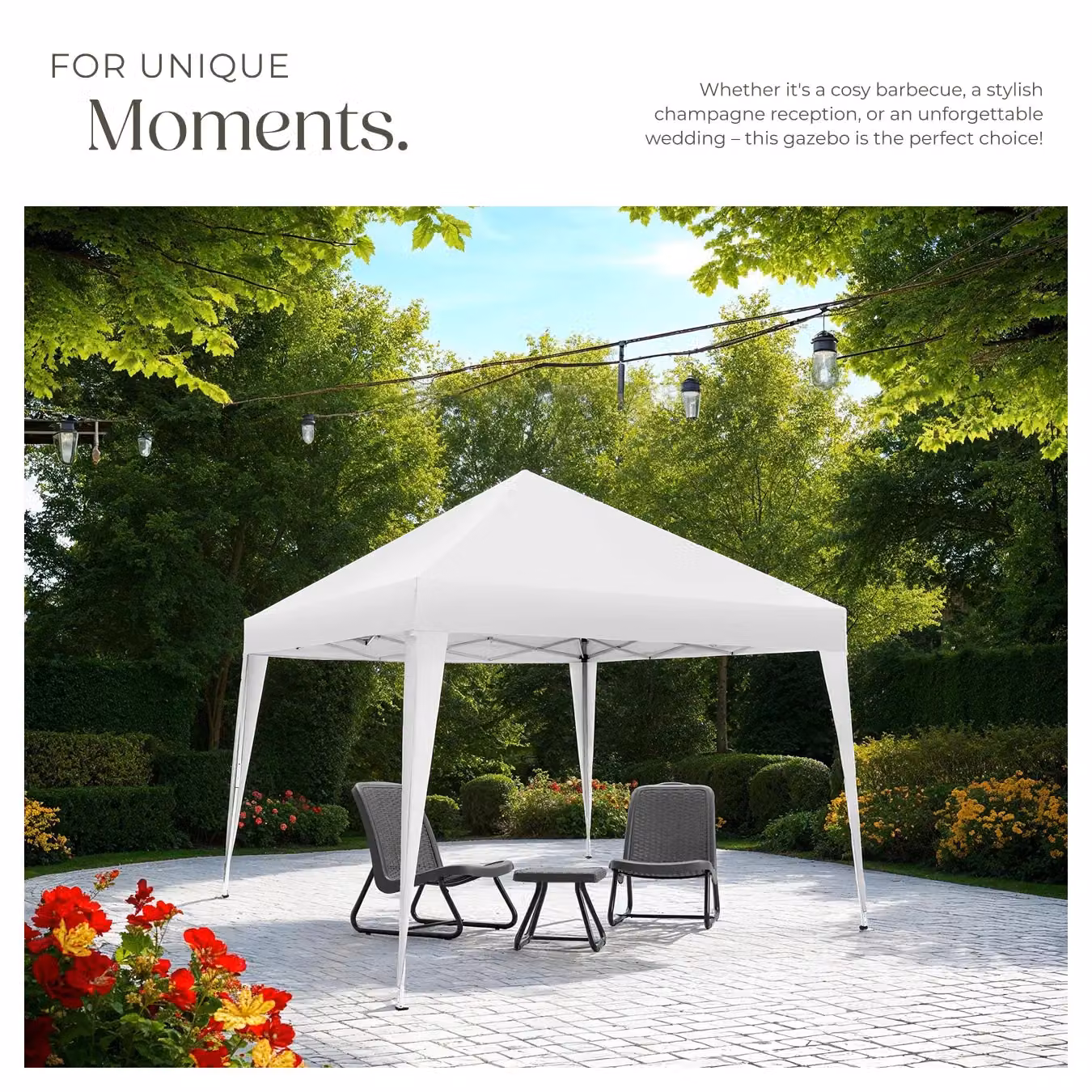tectake Gazebo Linosa White, W/D/H: 300 x 300 x 255 cm – 6