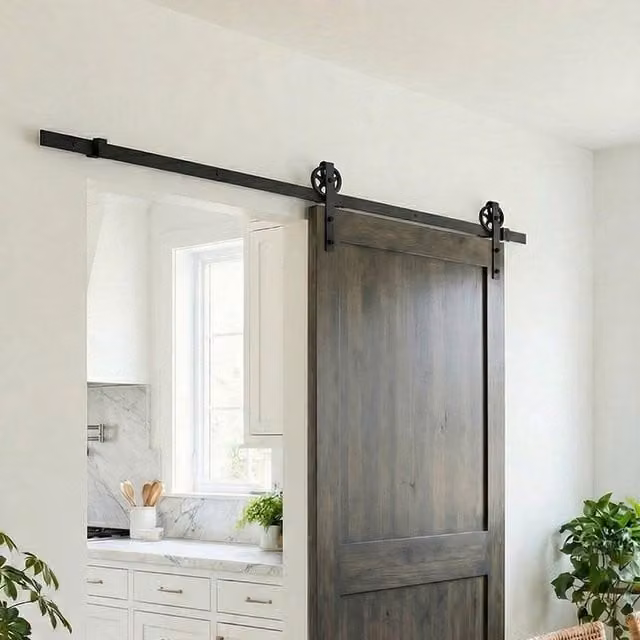 Darphe Sliding Barn Door Hardware Kit in Black
