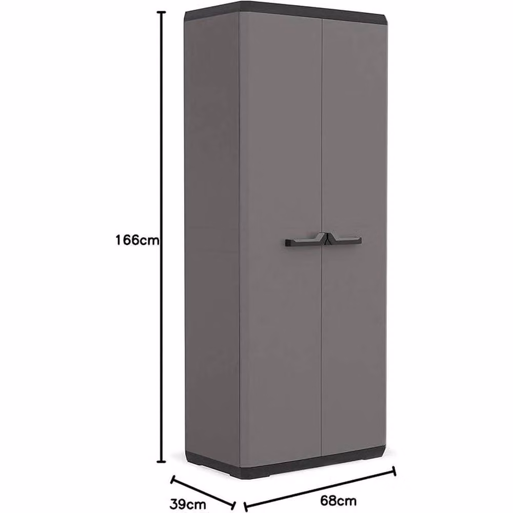 FORGEVIO Modern Grey Metal Tall Storage Cabinet with Hinged Doors and Internal Shelves – 2
