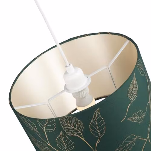 Happy Homewares Modern Round Fabric Drum Lamp Shade in Green and Gold, W/D/H: 30 x 30 x 20 cm – 3