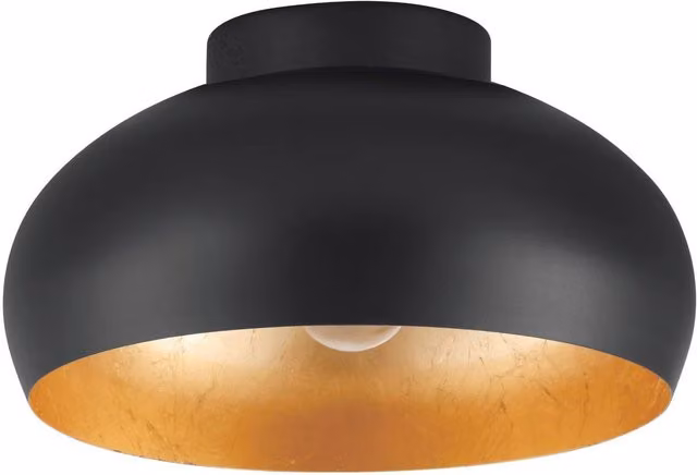 Eglo Mogano 2 Retro Domed Semi-Flush Ceiling Light in Black and Gold/Brass
