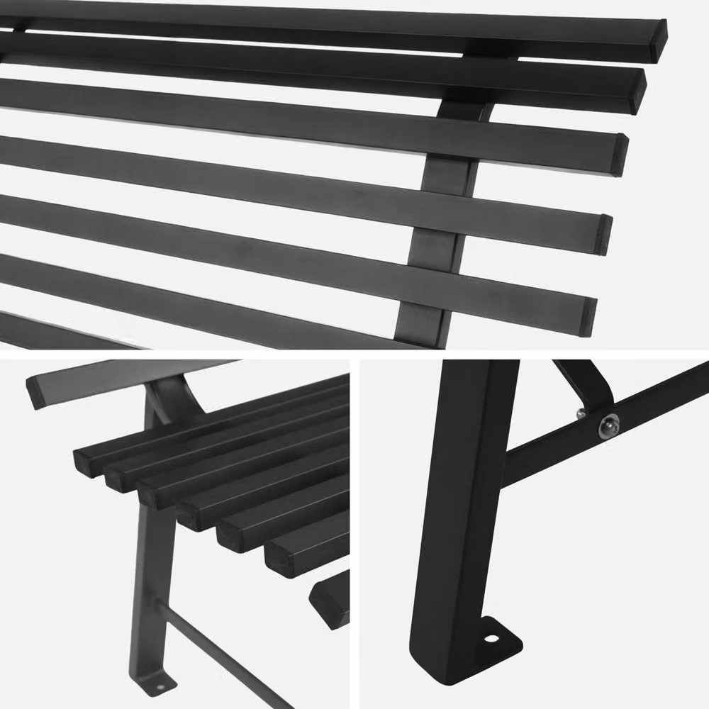 sweeek 2-Seater Steel Garden Bench in Anthracite Grey, W/D/H: 120 x 40 x 81.5 cm – 3