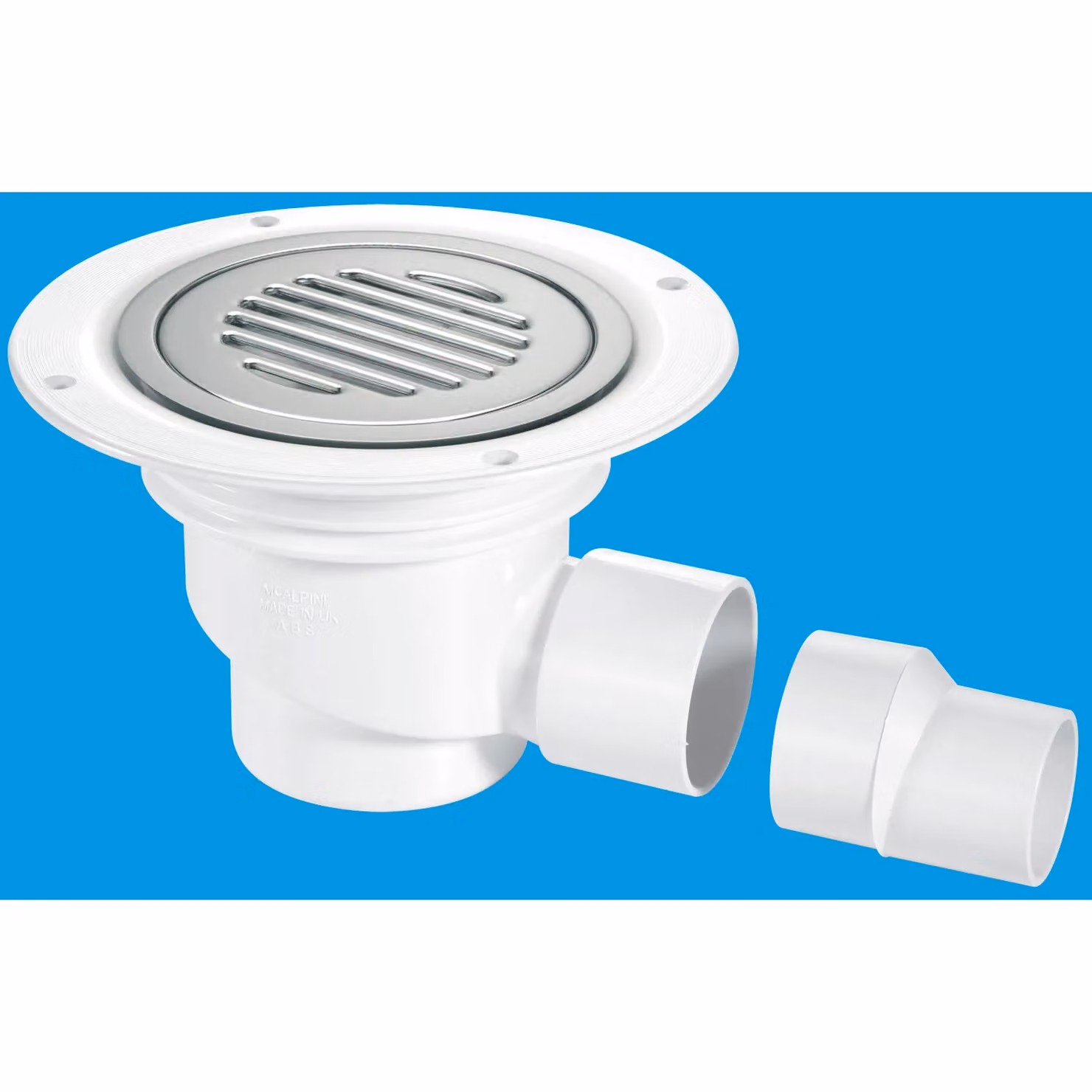 McAlpine TSG1SS-SL-NSC 75mm Water Seal Trapped Gully with Clamp Ring and Cover in White – 2
