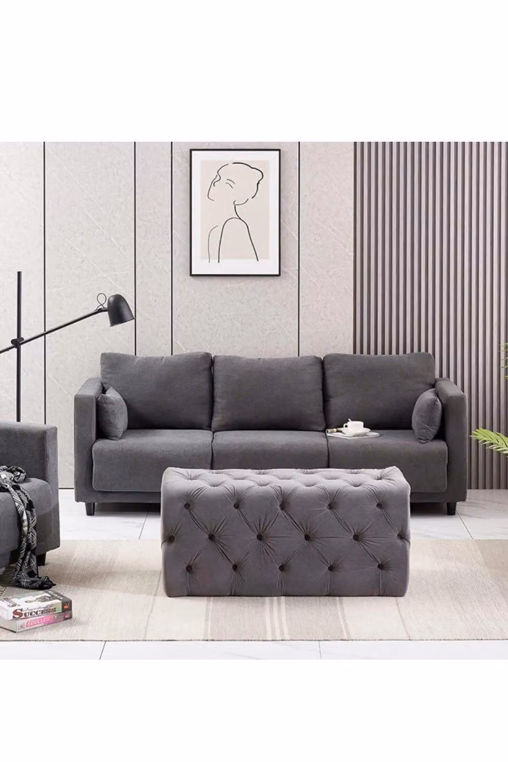 Life Interiors Melia Single Velvet Ottoman Bench in Grey – 2