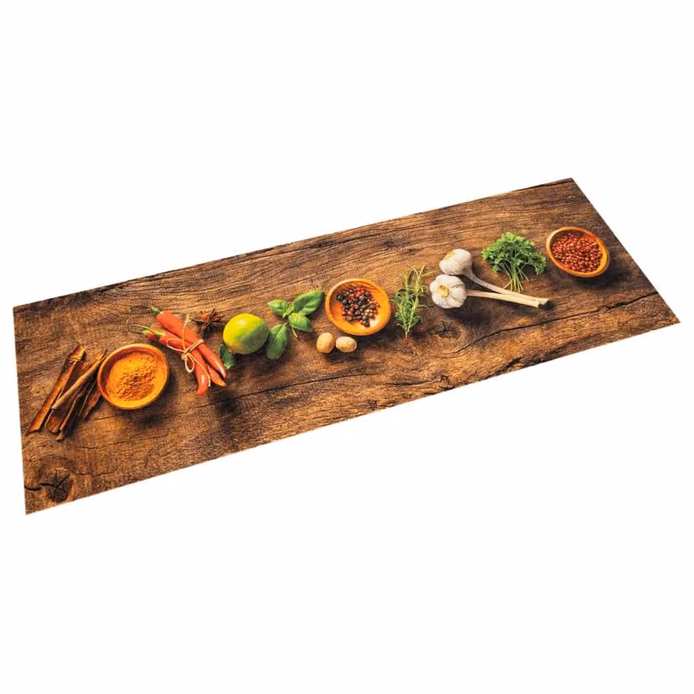 Berkfield Home Spices Washable Kitchen Rug in Brown Velvet, W: 45 cm, L: 150 cm – 2